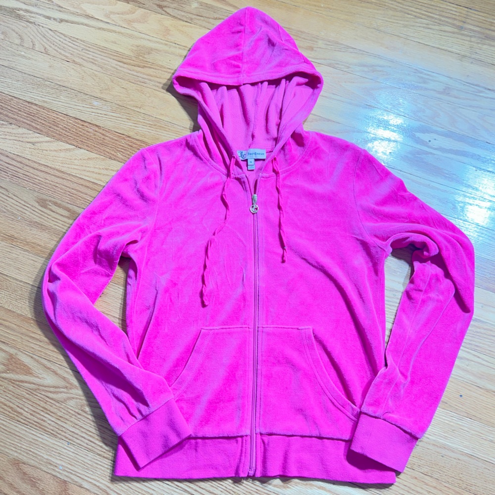 Juicy Couture. Hot pink velour zip up. Size Medium.